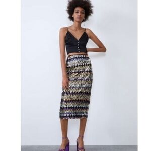 NWOT Zara Sequin Skirt - size Small